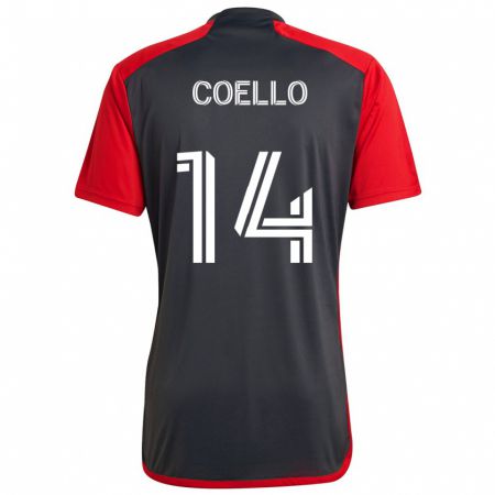 Kandiny Herren Alonso Coello #14 Grau Rot Heimtrikot Trikot 2024/25 T-Shirt