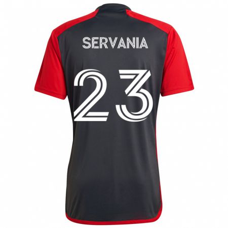 Kandiny Herren Brandon Servania #23 Grau Rot Heimtrikot Trikot 2024/25 T-Shirt