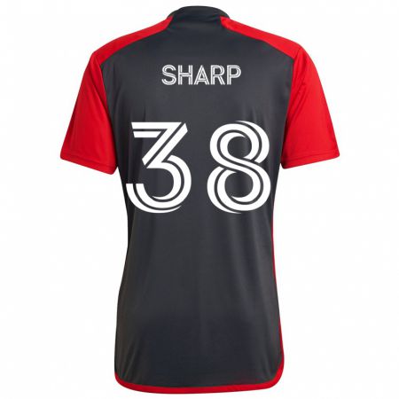 Kandiny Herren Charlie Sharp #38 Grau Rot Heimtrikot Trikot 2024/25 T-Shirt