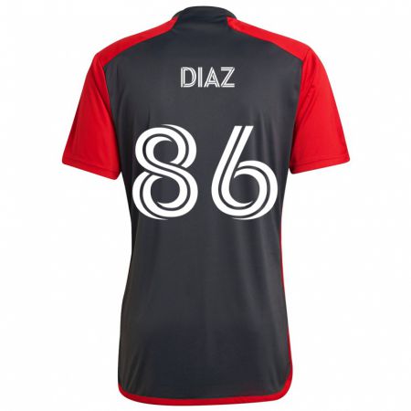 Kandiny Herren Alec Díaz #86 Grau Rot Heimtrikot Trikot 2024/25 T-Shirt