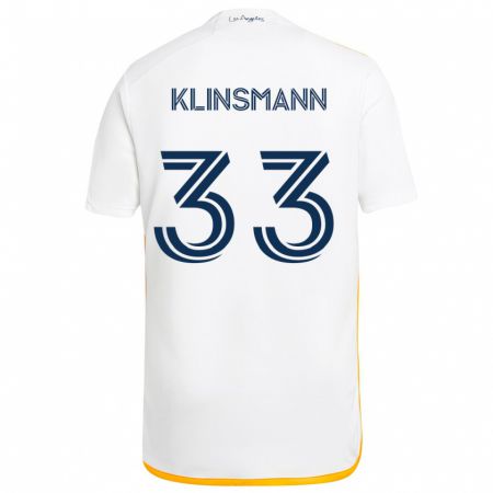 Kandiny Herren Jonathan Klinsmann #33 Weiß Gelb Heimtrikot Trikot 2024/25 T-Shirt