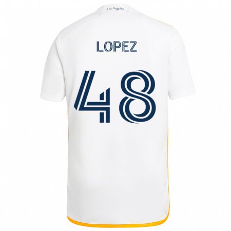 Kandiny Herren Diego López #48 Weiß Gelb Heimtrikot Trikot 2024/25 T-Shirt