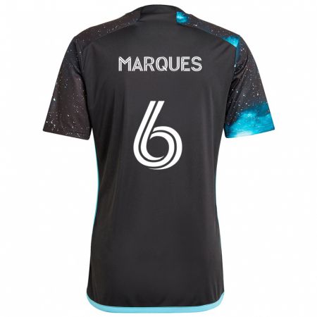 Kandiny Herren Mikael Marqués #6 Schwarz Blau Heimtrikot Trikot 2024/25 T-Shirt