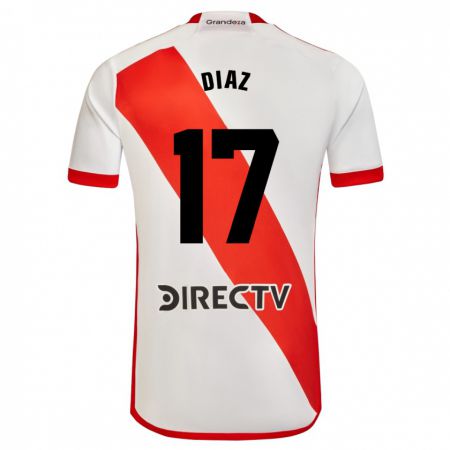 Kandiny Herren Paulo Díaz #17 Weiß Rot Heimtrikot Trikot 2024/25 T-Shirt