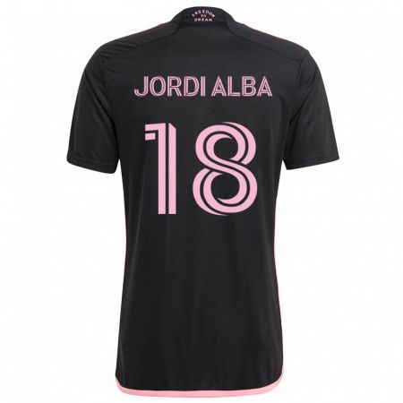 Kandiny Herren Jordi Alba #18 Schwarz Auswärtstrikot Trikot 2024/25 T-Shirt