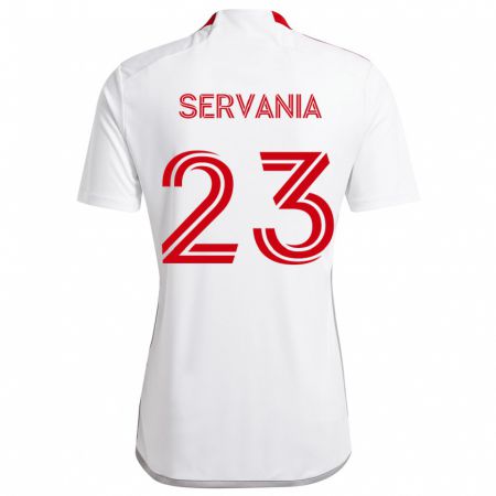 Kandiny Herren Brandon Servania #23 Weiß Rot Auswärtstrikot Trikot 2024/25 T-Shirt