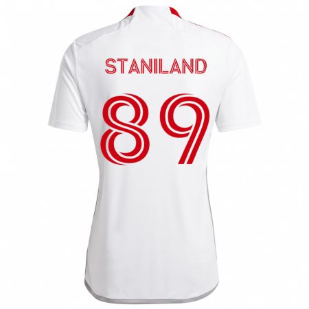 Kandiny Herren Charlie Staniland #89 Weiß Rot Auswärtstrikot Trikot 2024/25 T-Shirt