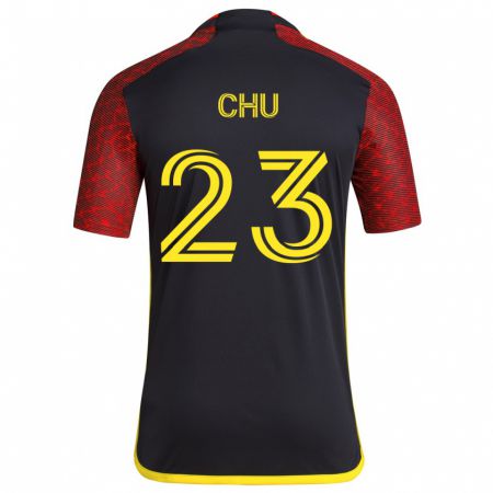 Kandiny Herren Léo Chú #23 Rot Schwarz Auswärtstrikot Trikot 2024/25 T-Shirt