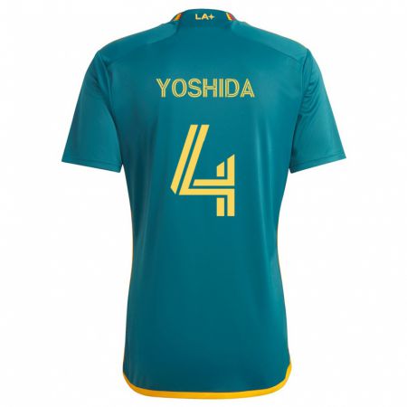 Kandiny Herren Maya Yoshida #4 Grün Gelb Auswärtstrikot Trikot 2024/25 T-Shirt