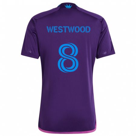 Kandiny Herren Ashley Westwood #8 Lila-Blau Auswärtstrikot Trikot 2024/25 T-Shirt