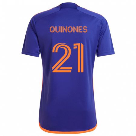 Kandiny Herren Nelson Quiñónes #21 Lila Orange Auswärtstrikot Trikot 2024/25 T-Shirt