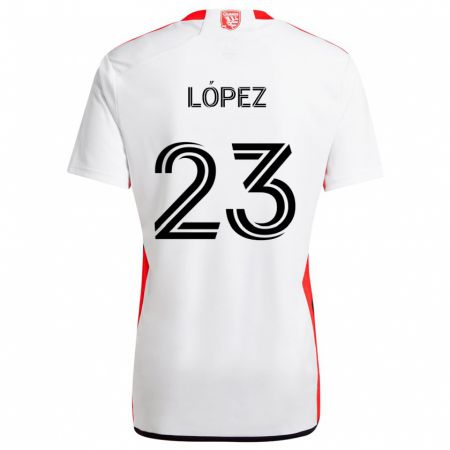 Kandiny Herren Hernán López #23 Weiß Rot Auswärtstrikot Trikot 2024/25 T-Shirt