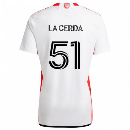 Kandiny Herren Eric De La Cerda #51 Weiß Rot Auswärtstrikot Trikot 2024/25 T-Shirt