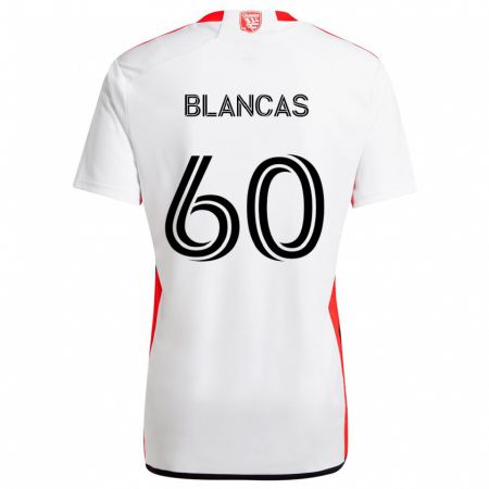 Kandiny Herren Eduardo Blancas #60 Weiß Rot Auswärtstrikot Trikot 2024/25 T-Shirt