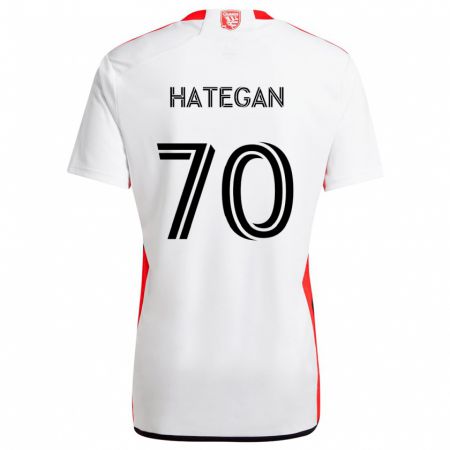 Kandiny Herren Roberto Hategan #70 Weiß Rot Auswärtstrikot Trikot 2024/25 T-Shirt