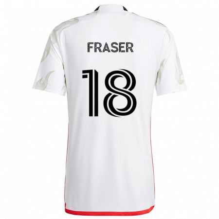 Kandiny Herren Liam Fraser #18 Weiß Rot Schwarz Auswärtstrikot Trikot 2024/25 T-Shirt