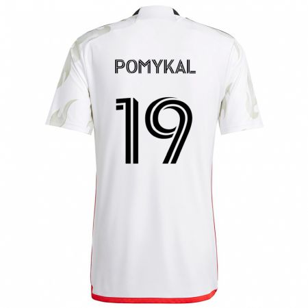 Kandiny Herren Paxton Pomykal #19 Weiß Rot Schwarz Auswärtstrikot Trikot 2024/25 T-Shirt