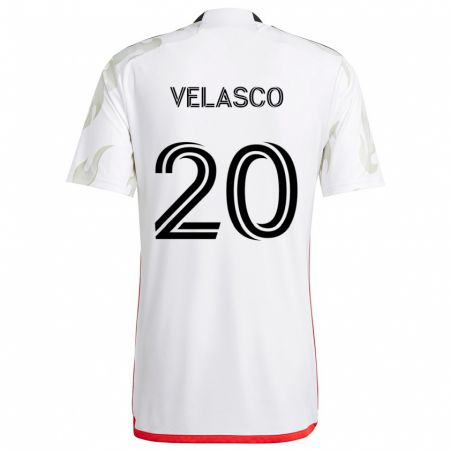 Kandiny Herren Alan Velasco #20 Weiß Rot Schwarz Auswärtstrikot Trikot 2024/25 T-Shirt