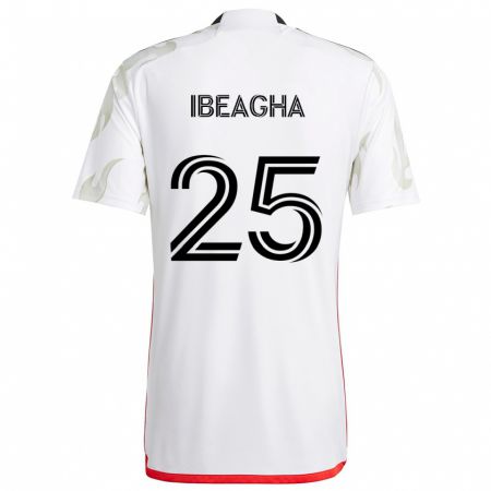 Kandiny Herren Sebastien Ibeagha #25 Weiß Rot Schwarz Auswärtstrikot Trikot 2024/25 T-Shirt