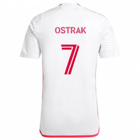 Kandiny Herren Tomás Ostrák #7 Weiß Rot Auswärtstrikot Trikot 2024/25 T-Shirt