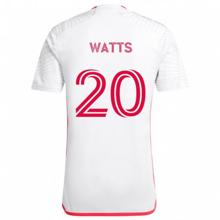 Kandiny Herren Akil Watts #20 Weiß Rot Auswärtstrikot Trikot 2024/25 T-Shirt