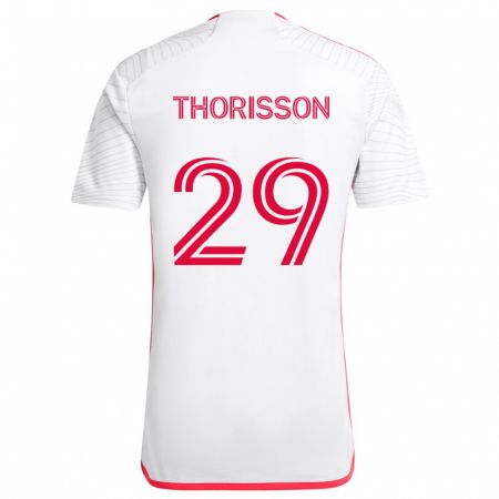 Kandiny Herren Nökkvi Thórisson #29 Weiß Rot Auswärtstrikot Trikot 2024/25 T-Shirt