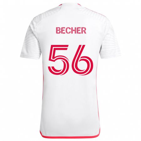 Kandiny Herren Ryan Becher #56 Weiß Rot Auswärtstrikot Trikot 2024/25 T-Shirt