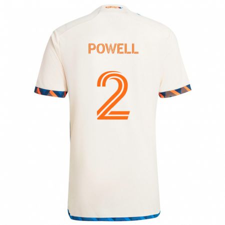 Kandiny Herren Alvas Powell #2 Weiß Orange Auswärtstrikot Trikot 2024/25 T-Shirt