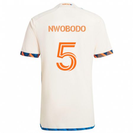 Kandiny Herren Obinna Nwobodo #5 Weiß Orange Auswärtstrikot Trikot 2024/25 T-Shirt