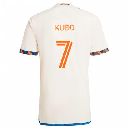 Kandiny Herren Yuya Kubo #7 Weiß Orange Auswärtstrikot Trikot 2024/25 T-Shirt