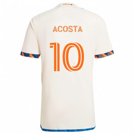 Kandiny Herren Luciano Acosta #10 Weiß Orange Auswärtstrikot Trikot 2024/25 T-Shirt