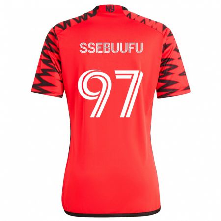 Kandiny Herren Frank Ssebuufu #97 Rot Schwarz Weiß Auswärtstrikot Trikot 2024/25 T-Shirt