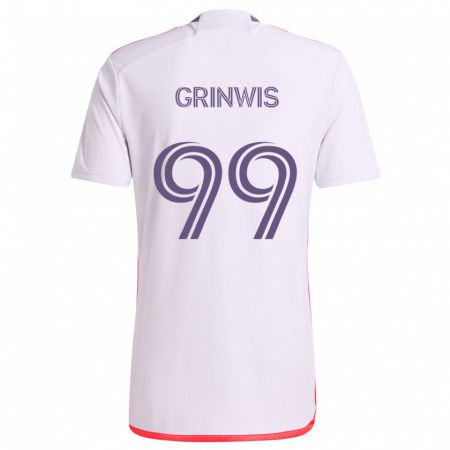 Kandiny Herren Adam Grinwis #99 Weiß Rot Lila Auswärtstrikot Trikot 2024/25 T-Shirt