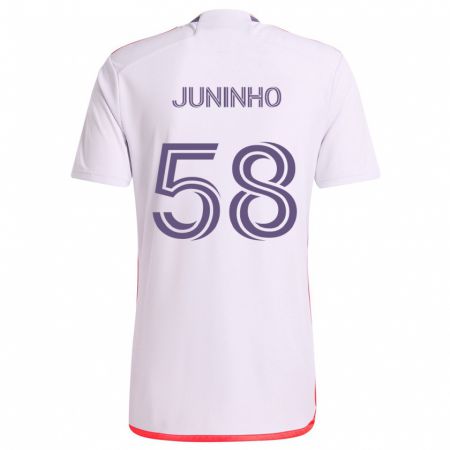 Kandiny Herren Juninho #58 Weiß Rot Lila Auswärtstrikot Trikot 2024/25 T-Shirt