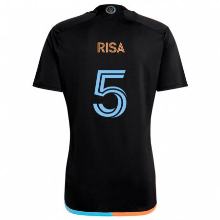 Kandiny Herren Birk Risa #5 Schwarz Orange Blau Auswärtstrikot Trikot 2024/25 T-Shirt