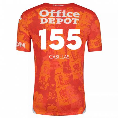 Kandiny Herren Johan Casillas #155 Orange Weiß Auswärtstrikot Trikot 2024/25 T-Shirt