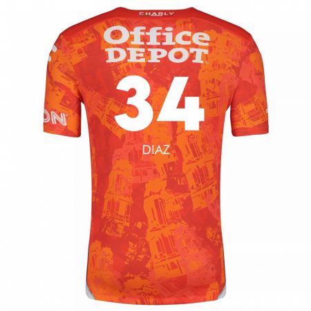 Kandiny Herren Karen Díaz #34 Orange Weiß Auswärtstrikot Trikot 2024/25 T-Shirt