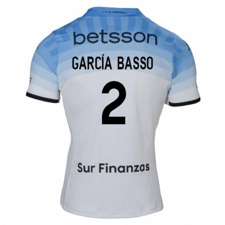 Kandiny Herren Agustín García Basso #2 Weiß Blau Schwarz Auswärtstrikot Trikot 2024/25 T-Shirt