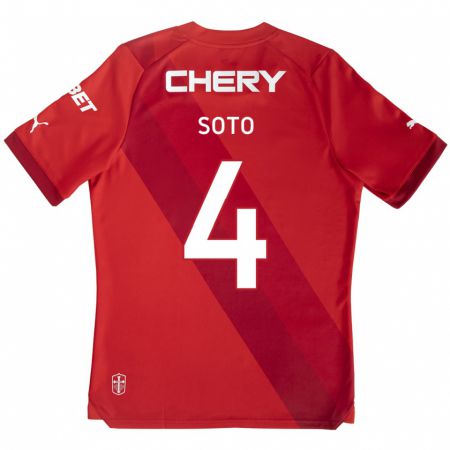 Kandiny Herren Guillermo Soto #4 Rot-Weiss Auswärtstrikot Trikot 2024/25 T-Shirt