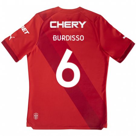 Kandiny Herren Guillermo Burdisso #6 Rot-Weiss Auswärtstrikot Trikot 2024/25 T-Shirt