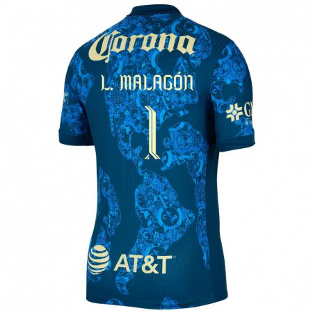 Kandiny Herren Luis Malagón #1 Blau Gelb Auswärtstrikot Trikot 2024/25 T-Shirt