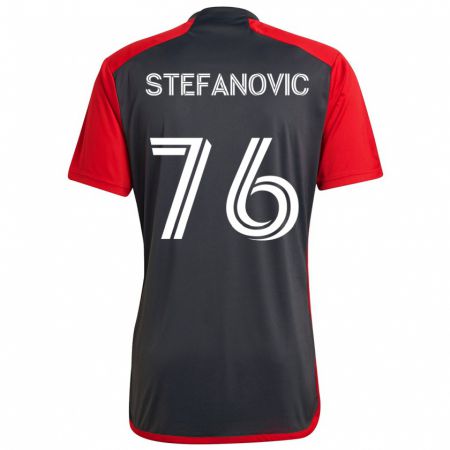 Kandiny Damen Lazar Stefanovic #76 Grau Rot Heimtrikot Trikot 2024/25 T-Shirt