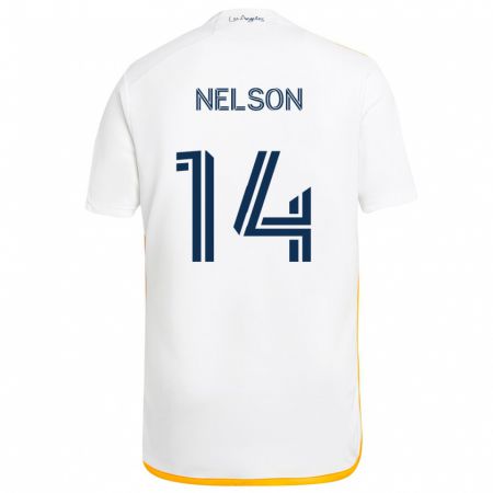 Kandiny Damen John Nelson #14 Weiß Gelb Heimtrikot Trikot 2024/25 T-Shirt