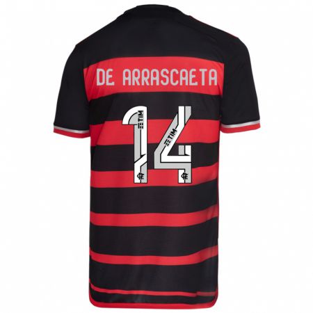 Kandiny Damen Giorgian De Arrascaeta #14 Rot Schwarz Heimtrikot Trikot 2024/25 T-Shirt