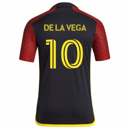 Kandiny Damen Pedro De La Vega #10 Rot Schwarz Auswärtstrikot Trikot 2024/25 T-Shirt