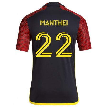 Kandiny Damen Leahi Manthei #22 Rot Schwarz Auswärtstrikot Trikot 2024/25 T-Shirt