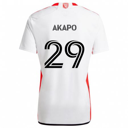 Kandiny Damen Carlos Akapo #29 Weiß Rot Auswärtstrikot Trikot 2024/25 T-Shirt