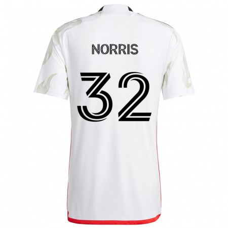 Kandiny Damen Nolan Norris #32 Weiß Rot Schwarz Auswärtstrikot Trikot 2024/25 T-Shirt