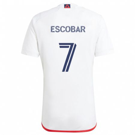 Kandiny Damen Olger Escobar #7 Weiß Rot Auswärtstrikot Trikot 2024/25 T-Shirt