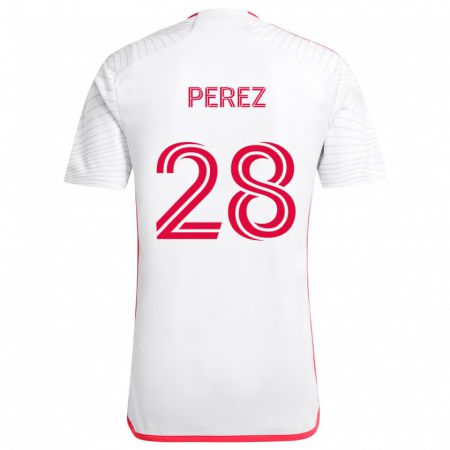 Kandiny Damen Miguel Perez #28 Weiß Rot Auswärtstrikot Trikot 2024/25 T-Shirt